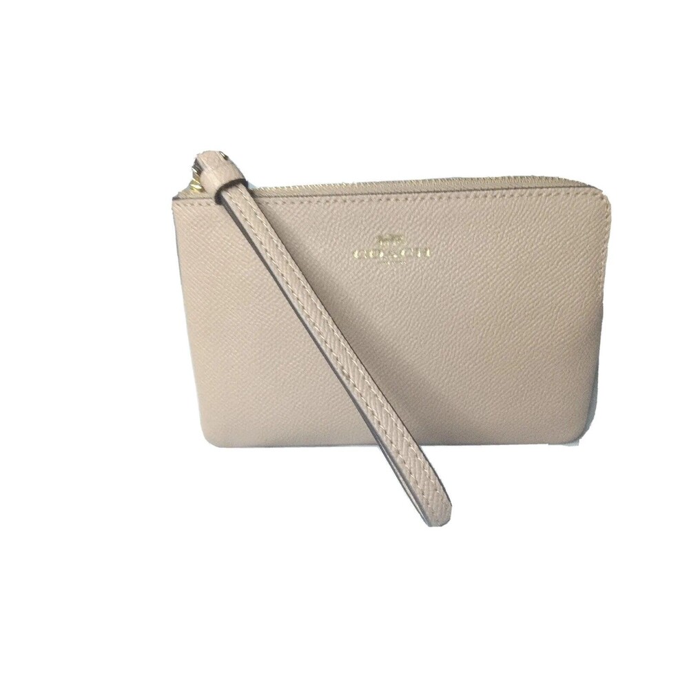 Coach Wristlet Corner Zip 58032 Pebbled Leather Tan Clutch MSRP $88